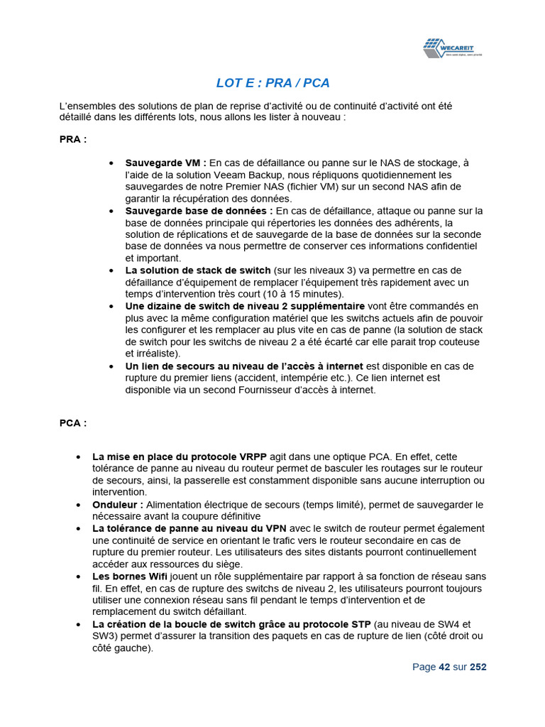 Solutions PRA/PCA et Sauvegardes Associées | PDF | Sauvegarde ...