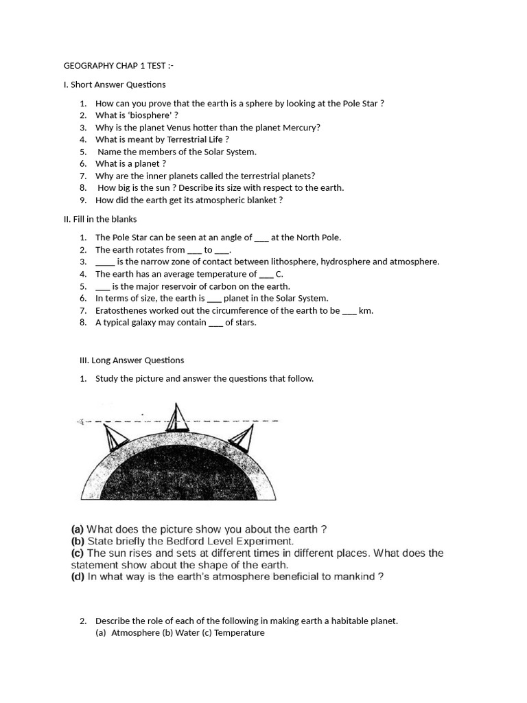 Geography Chapter 1 Test Questions | PDF
