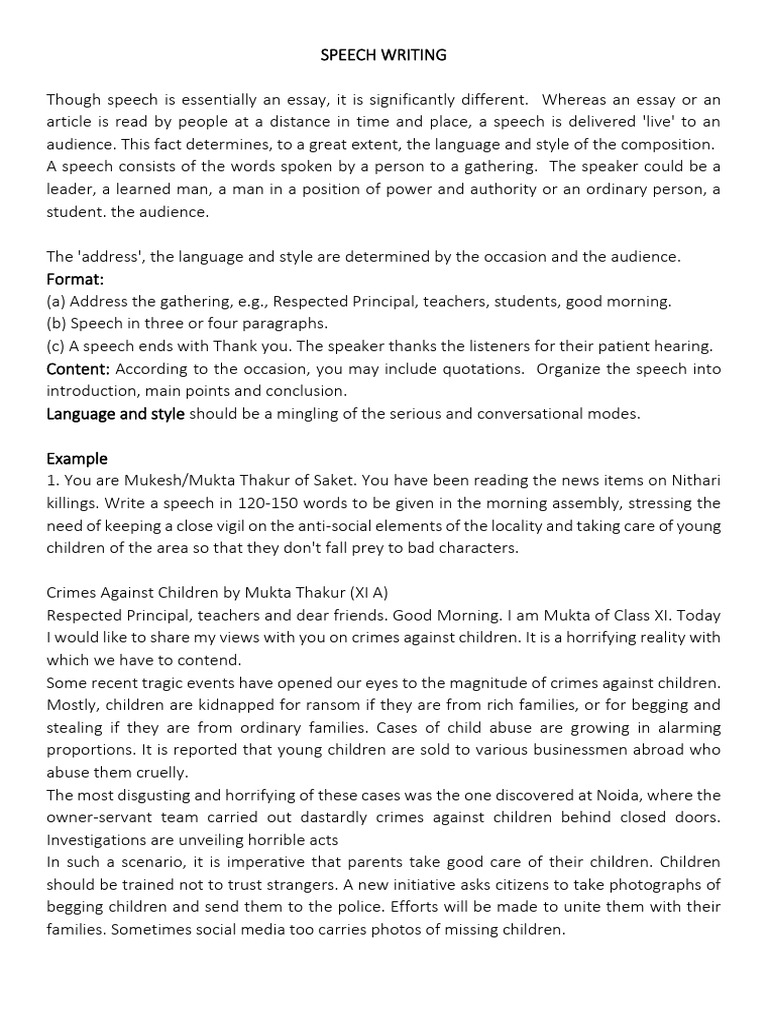 G, Speech Writing Final | PDF | Speech | Essays