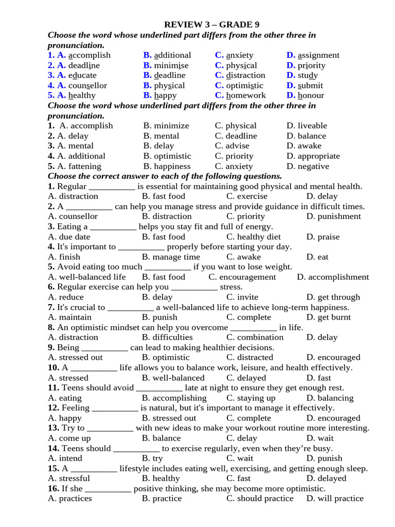 Grade 9 English Review: Pronunciation & Vocabulary | PDF | Italian ...