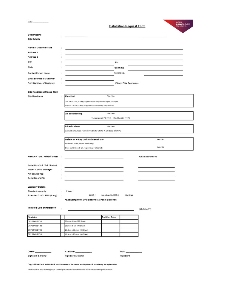 Installation Request Form Template | PDF | Electrical Engineering ...