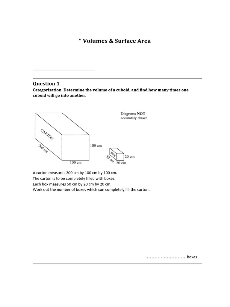 Worksheet Topic Volume and Surface Area (C-1) | PDF | Sphere | Area