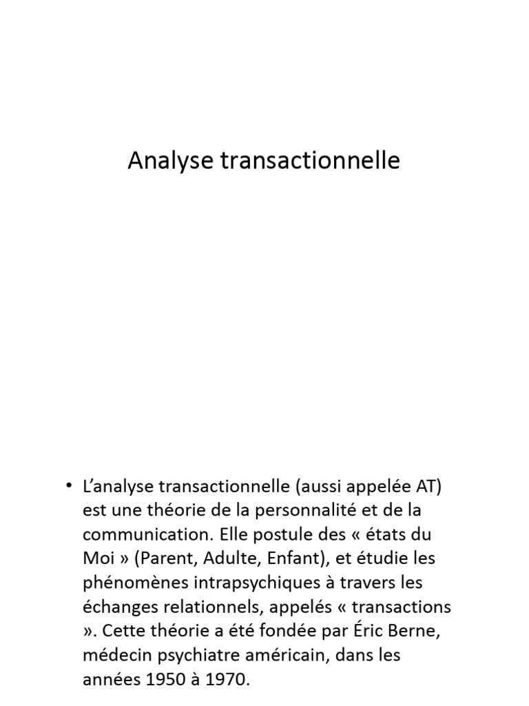 Résumé de l'analyse transactionnelle | PDF | Concept de psychologie ...