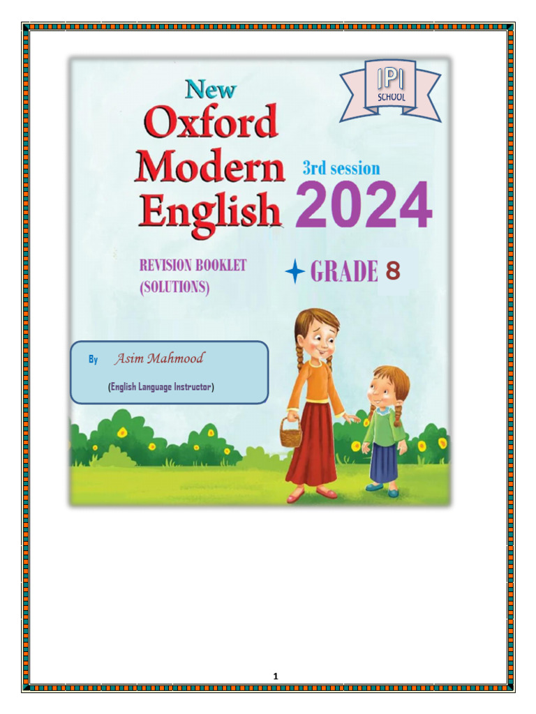 Solutions G8 English Booklet IPI School | PDF | Superheroes | Adjective