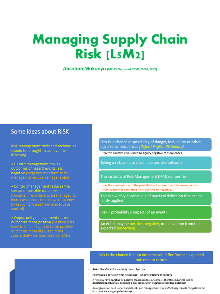 Managing Supply Chain Risk - L5M2 - 1.1 | PDF | Risk | Risk Management