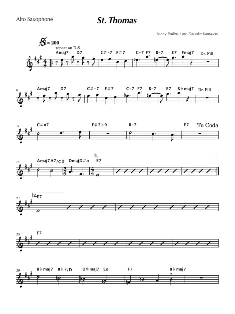 St. Thomas-Alto Saxophone | PDF