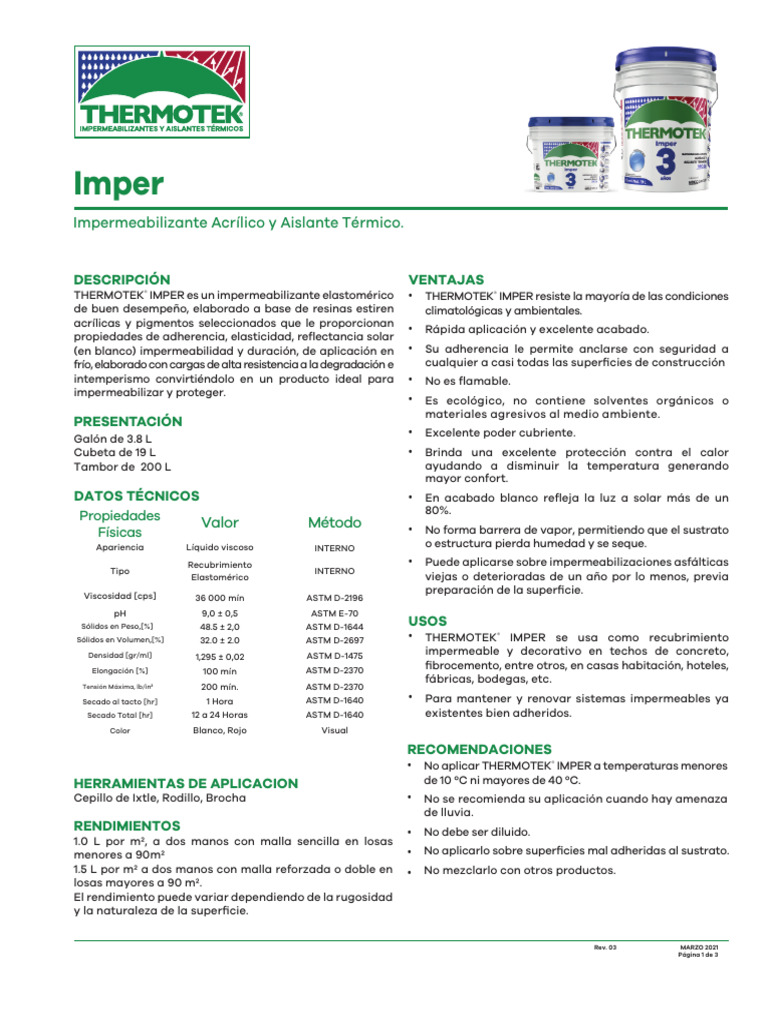 IMPER | PDF | Aislamiento térmico | Sólido