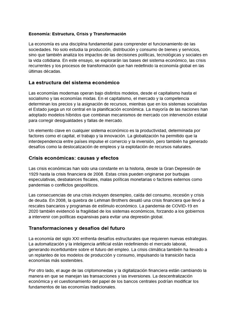 Estructura y Crisis de la Economía Global | PDF | Capitalismo | Sistema ...