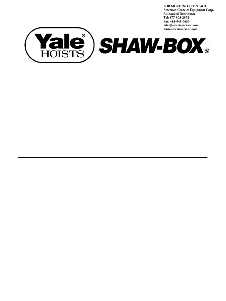 Yale/Shaw-Box Hoist Wiring Diagrams | PDF | Wire | Manufactured Goods