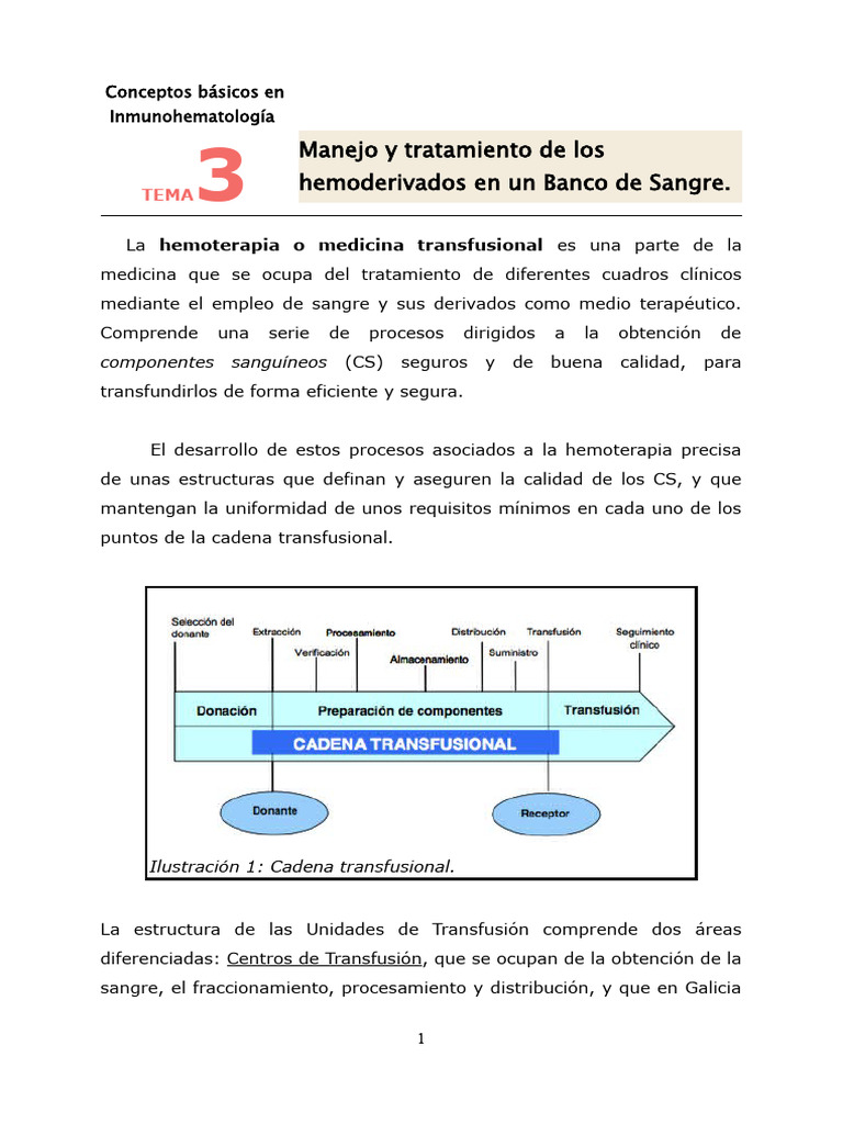 Hemoterapia: Manejo de Hemoderivados | PDF | Transfusión de sangre ...