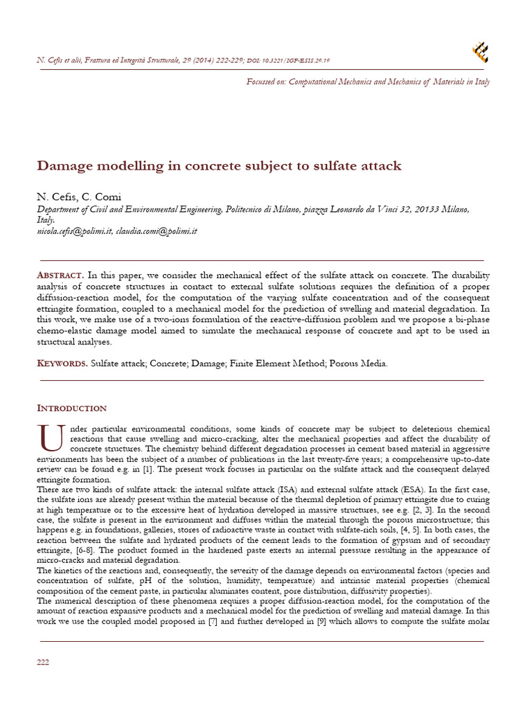 Damage Modeling of Concrete from Sulfate Attack | PDF | Elasticity ...