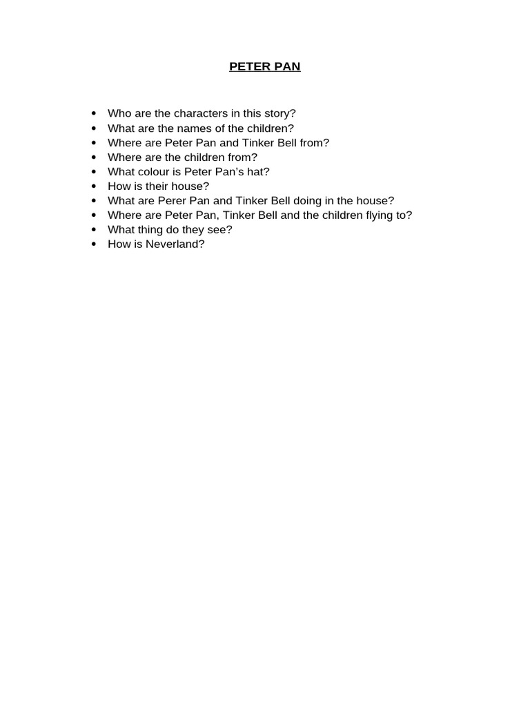 Peter Pan Revision | PDF