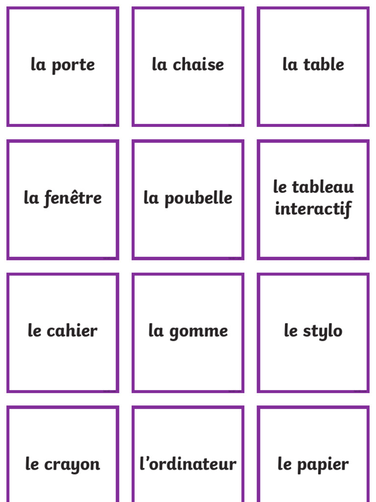 Cfe2 L 135 Classroom Objects Snap Game French - Ver - 3 | PDF