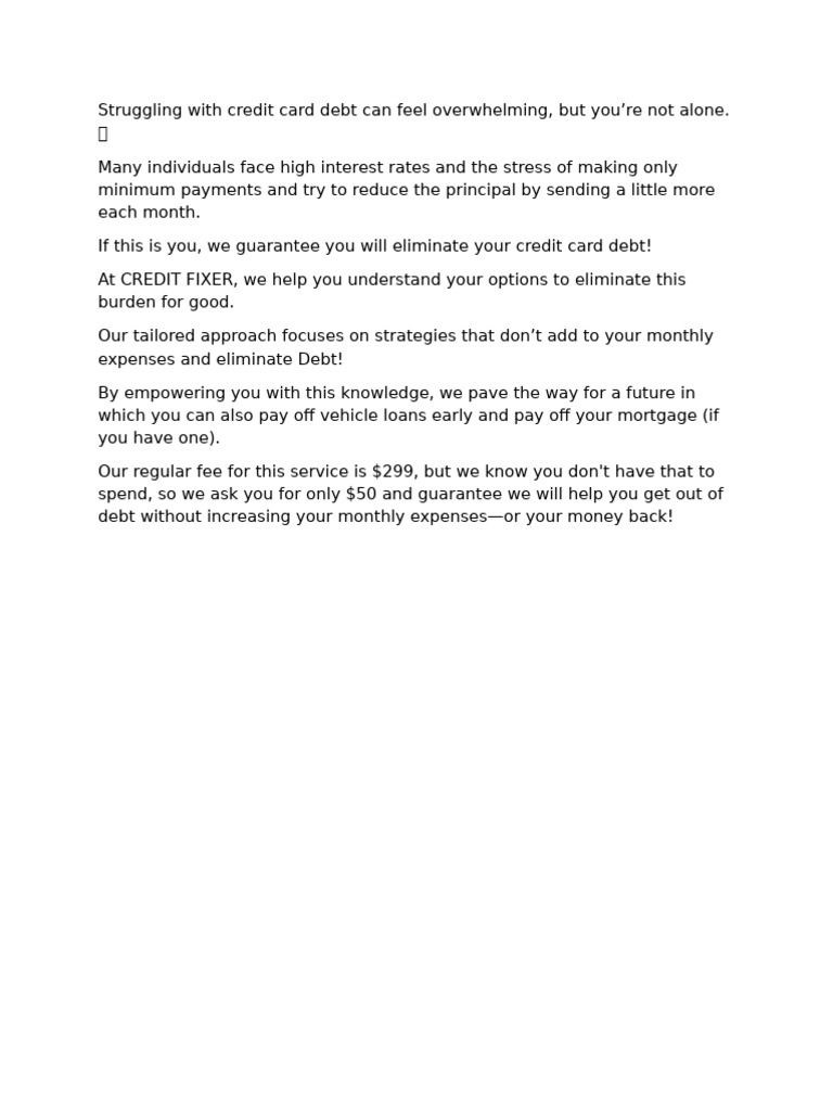 Eliminate Credit Card Debt with Credit Fixer | PDF