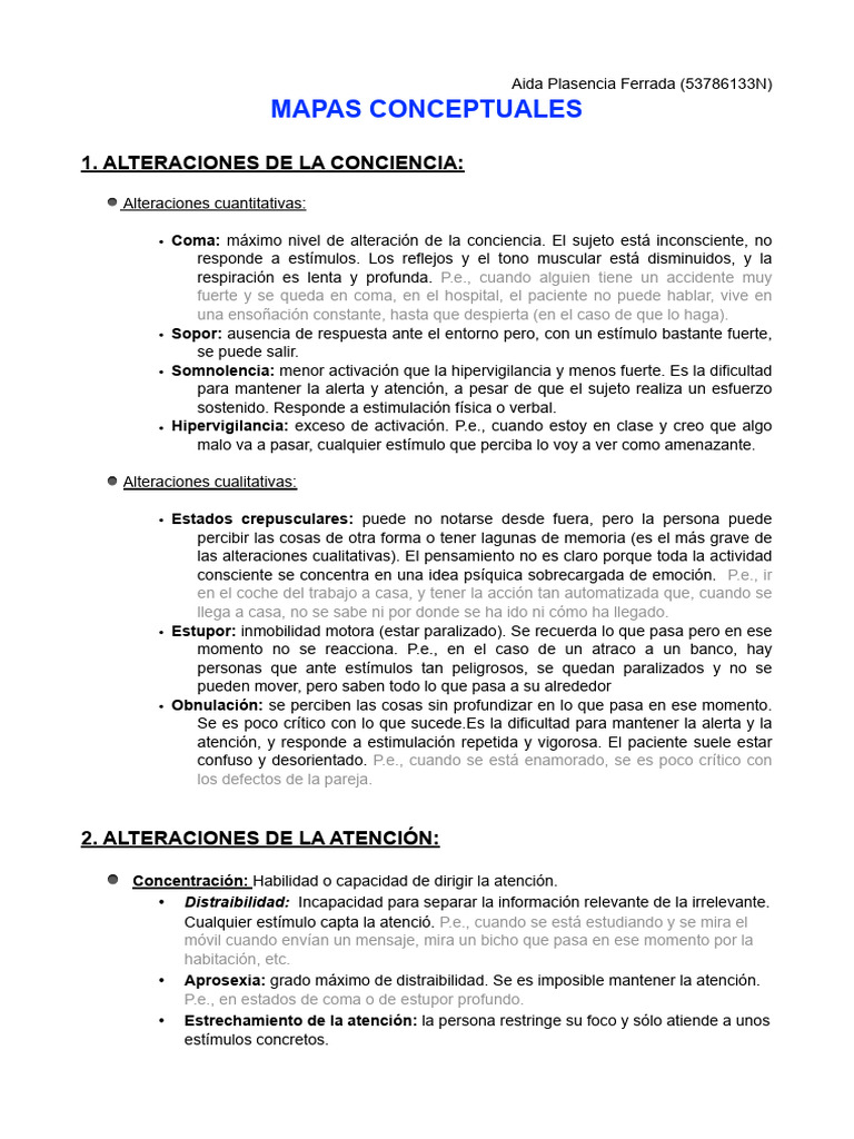 Alteraciones de la Conciencia y Atención | PDF | Alucinación | Las ...