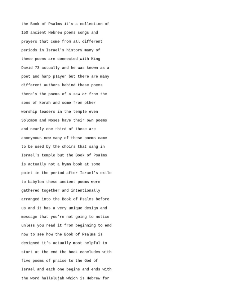 Summary Of The Book Of Psalms Pdf Psalms Bible Content