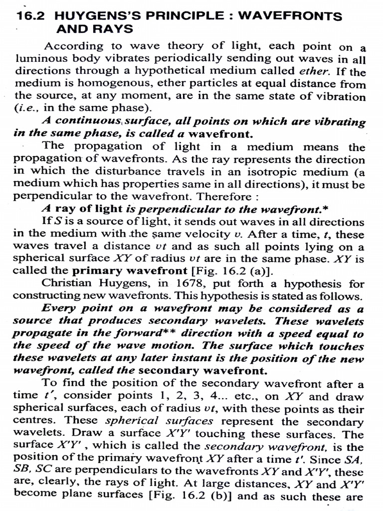 Huygens' Principle: Wavefronts Explained | PDF | Physics | Radiation