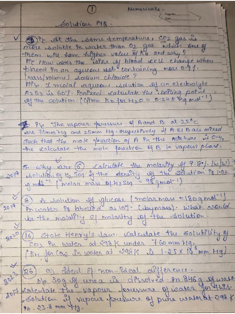 Solution Numericals Pyqs | PDF
