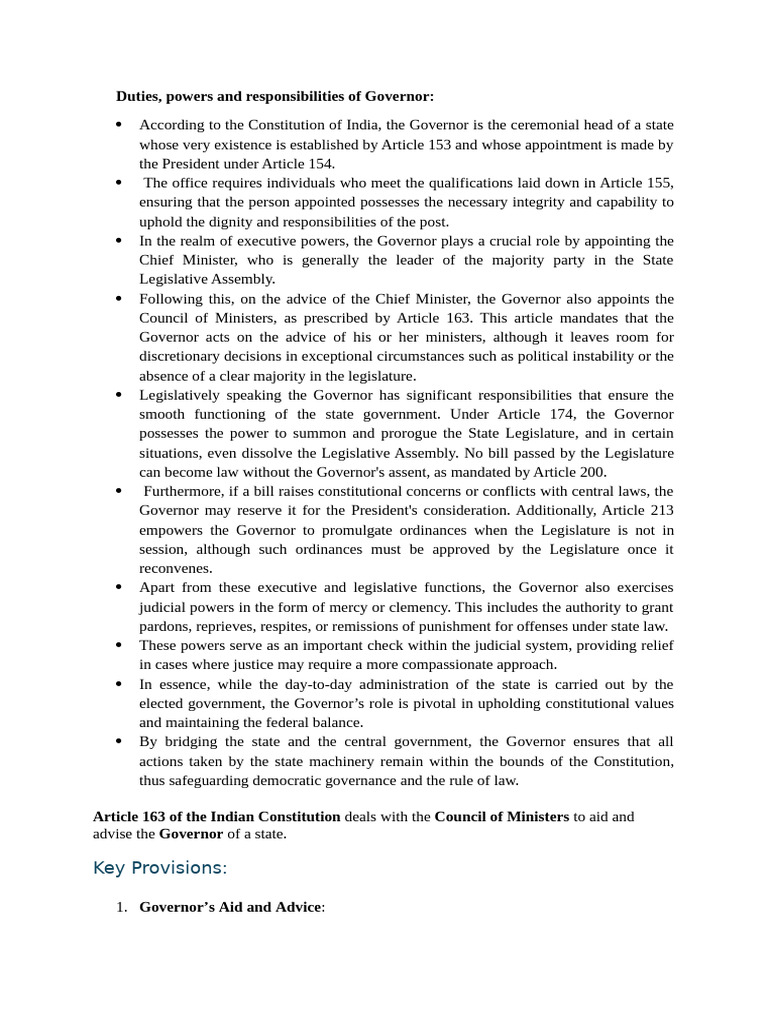 Governor's Duties and Powers in Tamil Nadu | PDF | Pardon | Royal Assent