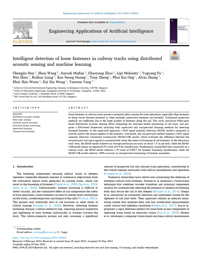 Intelligent Detection of Loose Fasteners in Railway Tracks Using ...