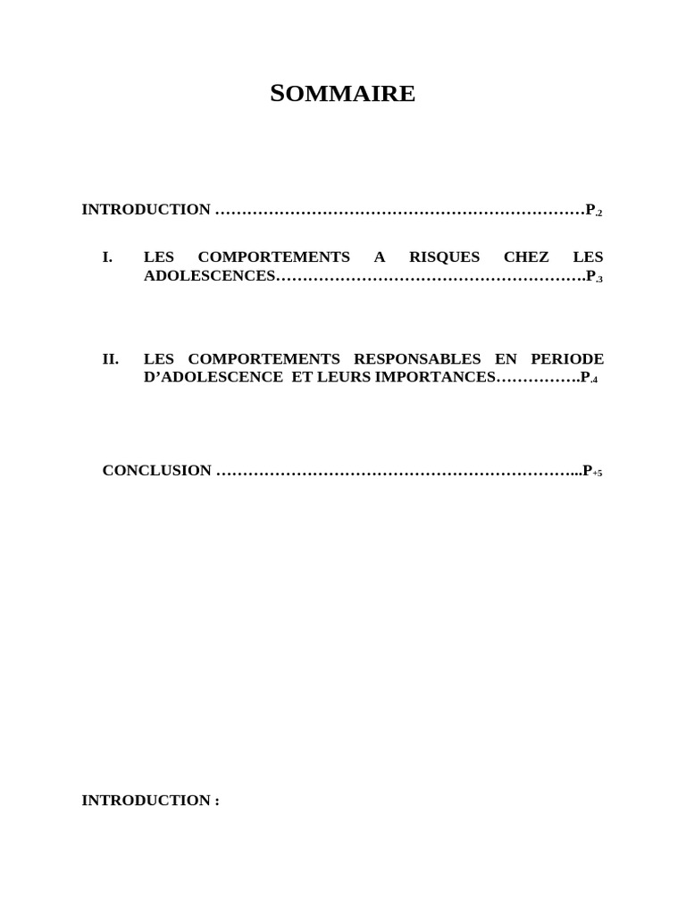 Comportements à Risques et Responsables en Adolescence | PDF ...