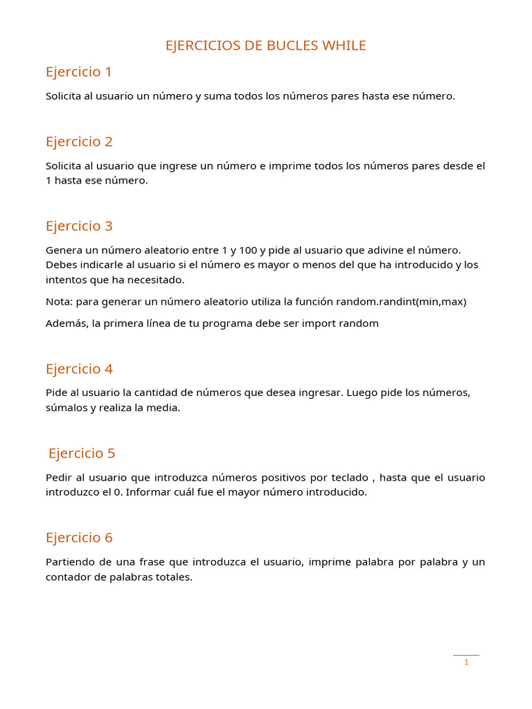 Ejercicios Prácticos de Bucles While | PDF