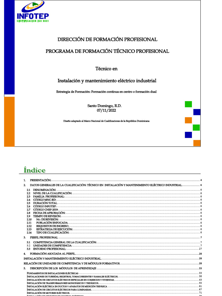 Programa Técnico en Electricidad | PDF | Ingenieria Eléctrica | Enseñando