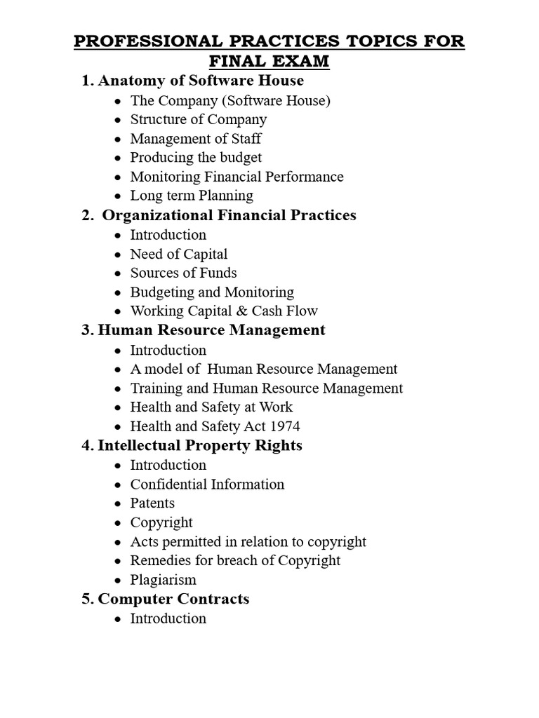 Professional Practices for Final Exam | PDF | Information Security ...