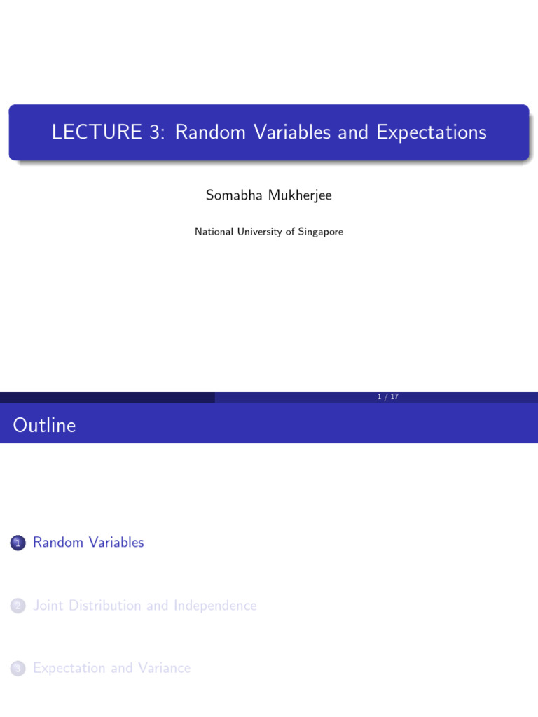 ST3236 Note3 | PDF | Probability Distribution | Random Variable