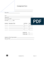 Consignment Form: Quantity Description (Title) Unit Price Amount