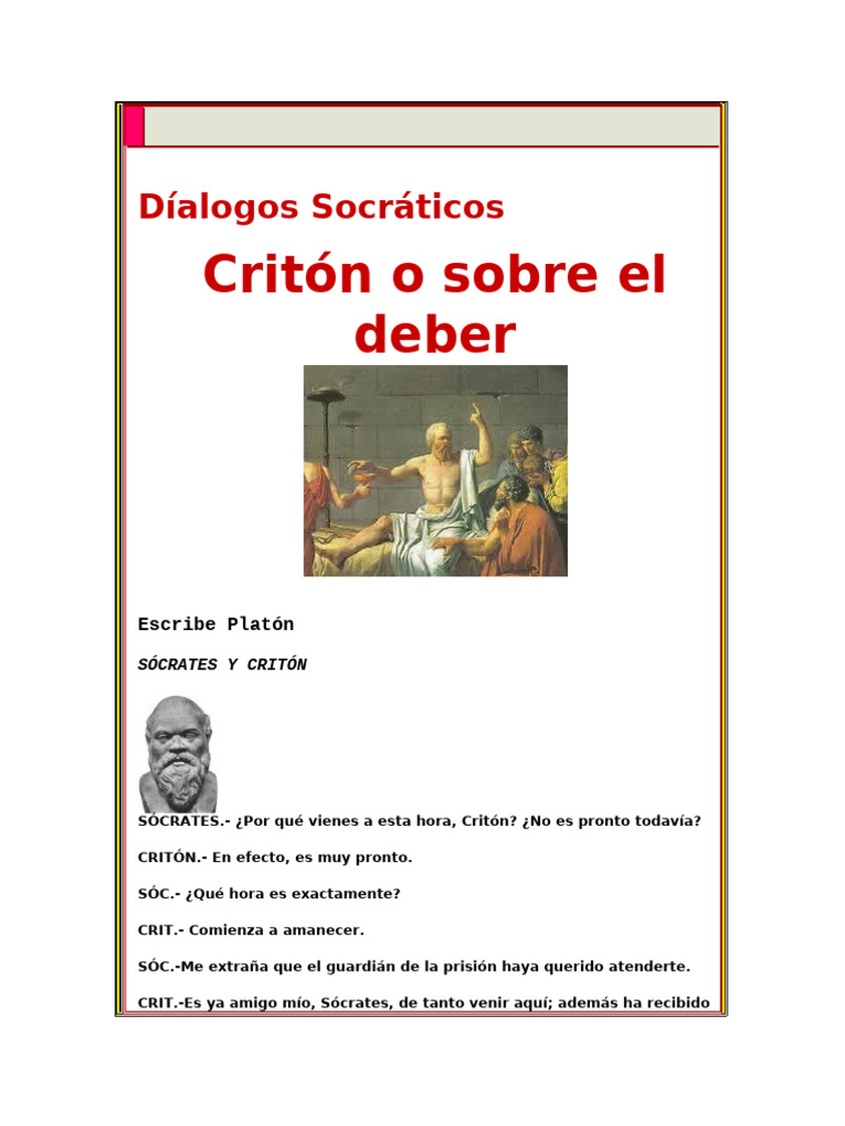 Critón: Reflexiones sobre el deber | PDF | Sócrates