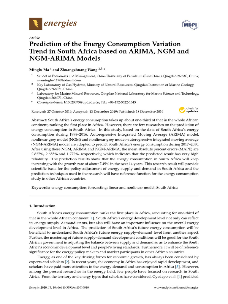 Prediction of The Energy Consumption Variation Trend in South Africa ...