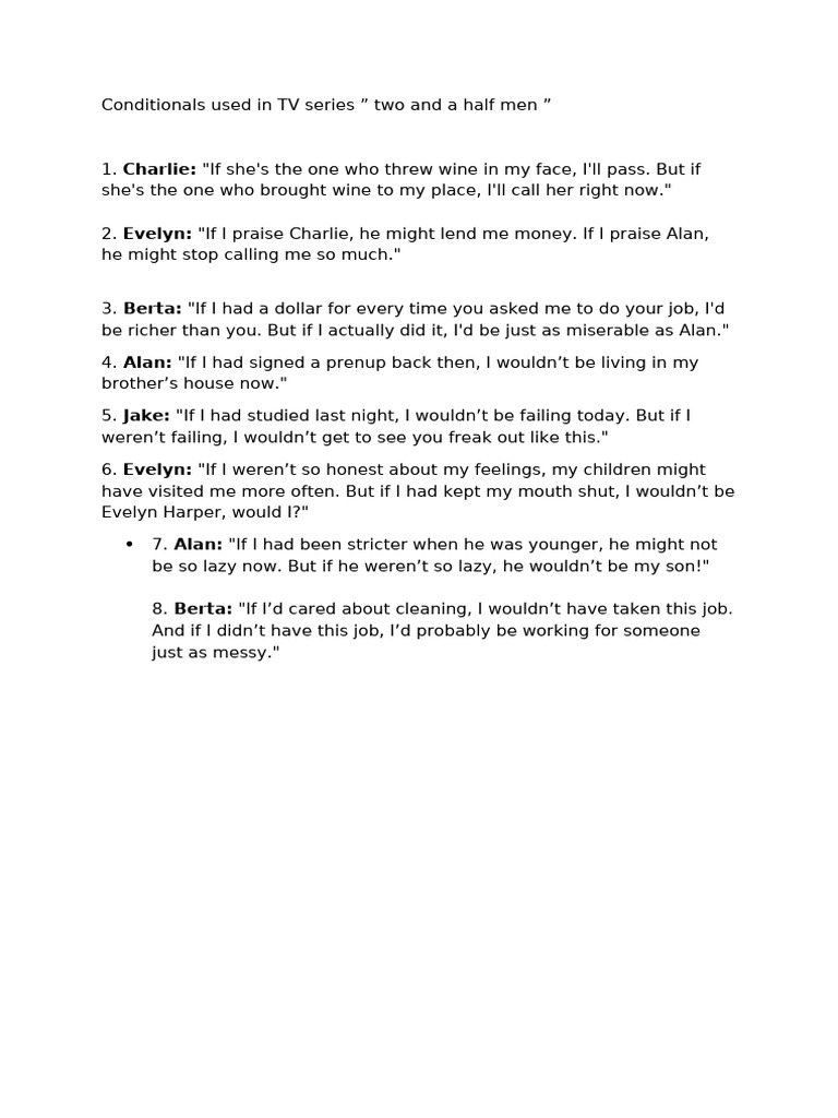 Conditionals Used in TV Series 