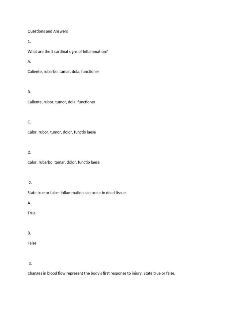 Pathology Questions and An | PDF | Inflammation | Complement System