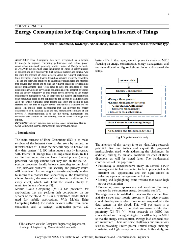 Edited - Energy Consumption For Edge Computing in Internet of Things ...