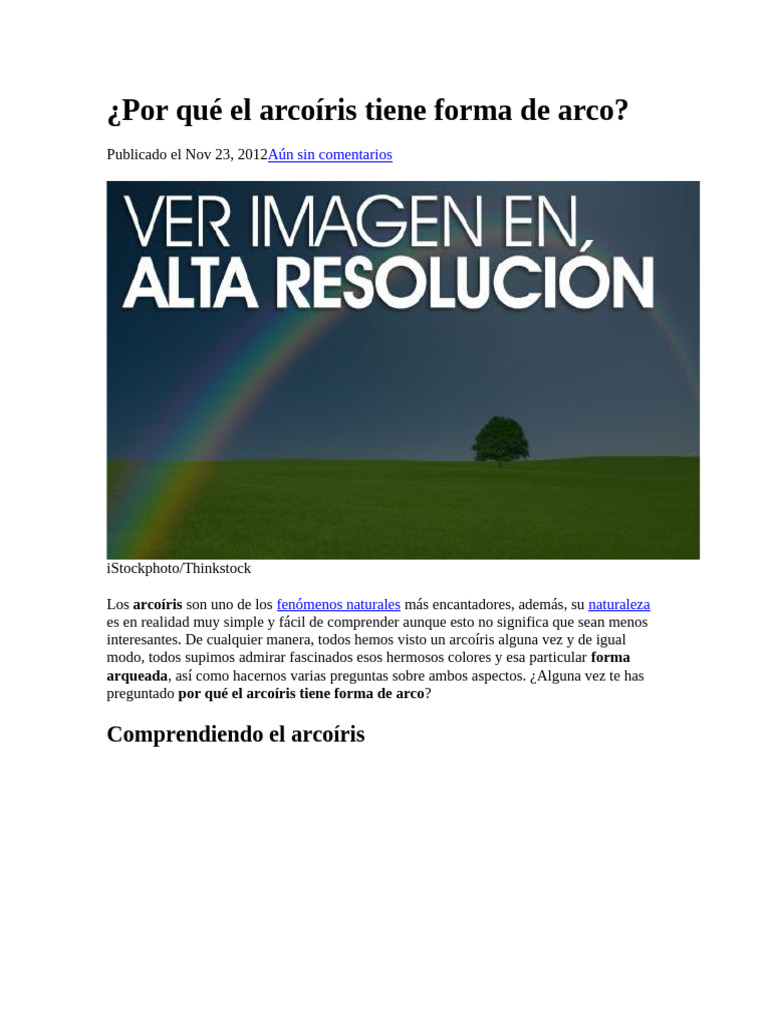 ¿Por qué el arcoíris es un arco? | PDF | Arco iris | Color