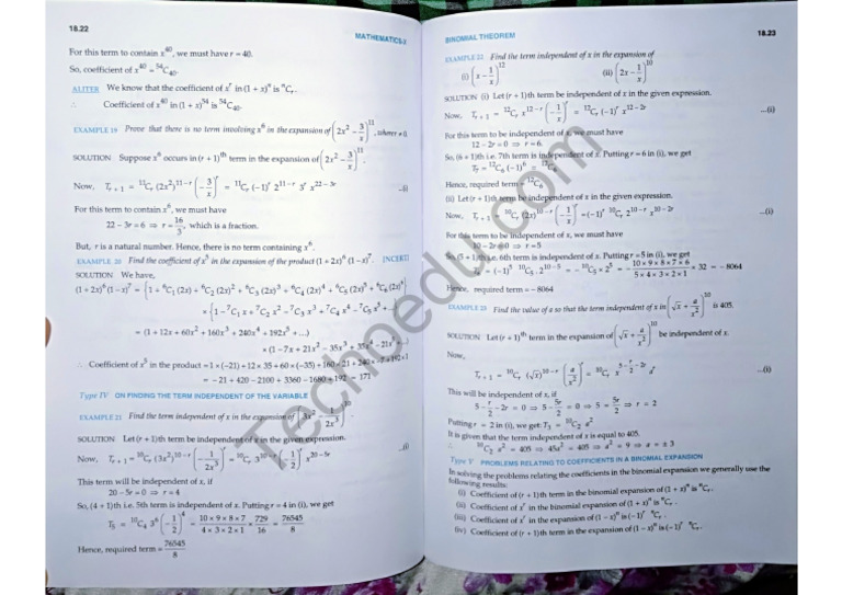 Chapter 18 Binomial theorem ( RD Sharma). Pdf split_[12] | PDF