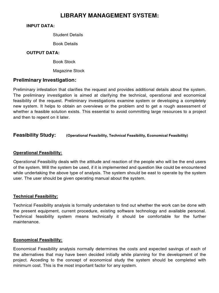 Library Management System Overview | PDF | Feasibility Study | Computing