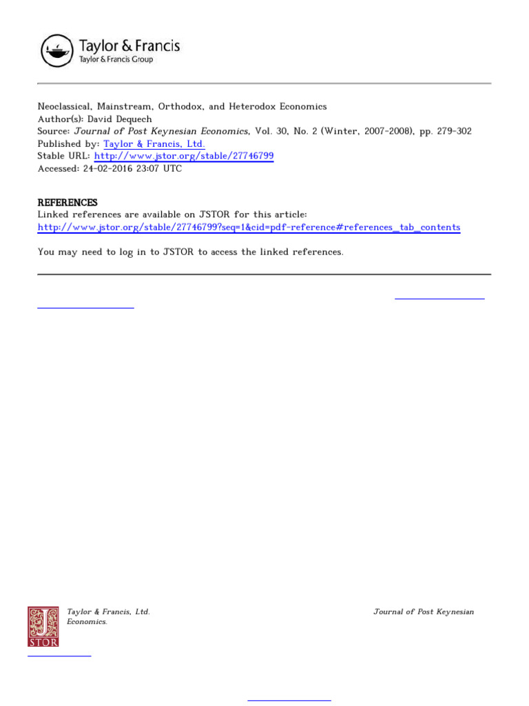 Dequech 2007 2008-Neoclassical, Mainstream, Orthodox, and Heterodox ...