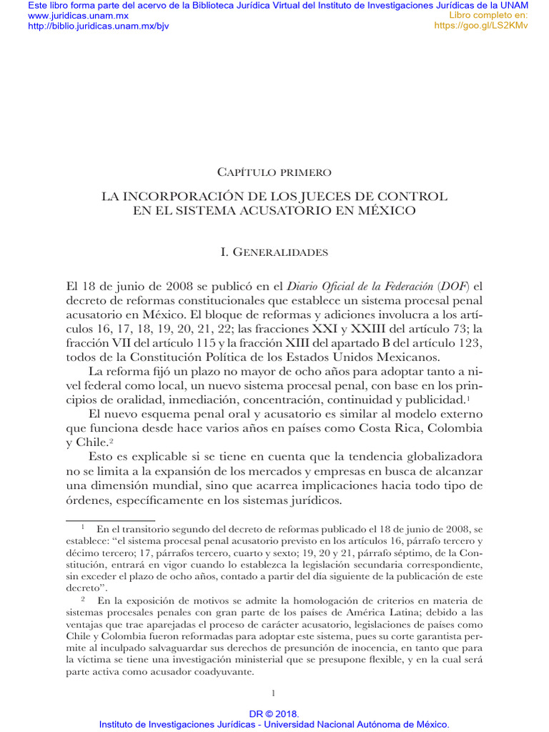 Jueces de Control en el Sistema Acusatorio | PDF | Intención (Derecho ...