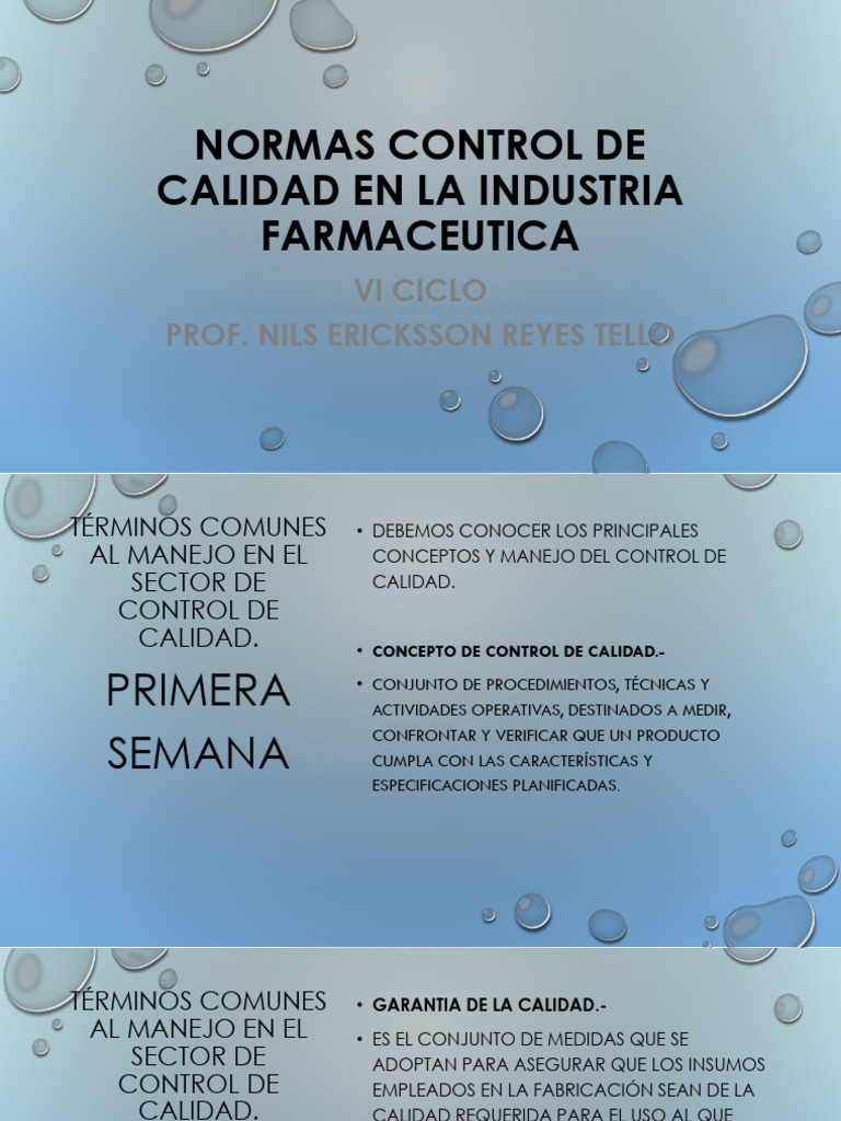 Semana 1 Normas Control de Calidad en La Industria Farmaceutica | PDF ...