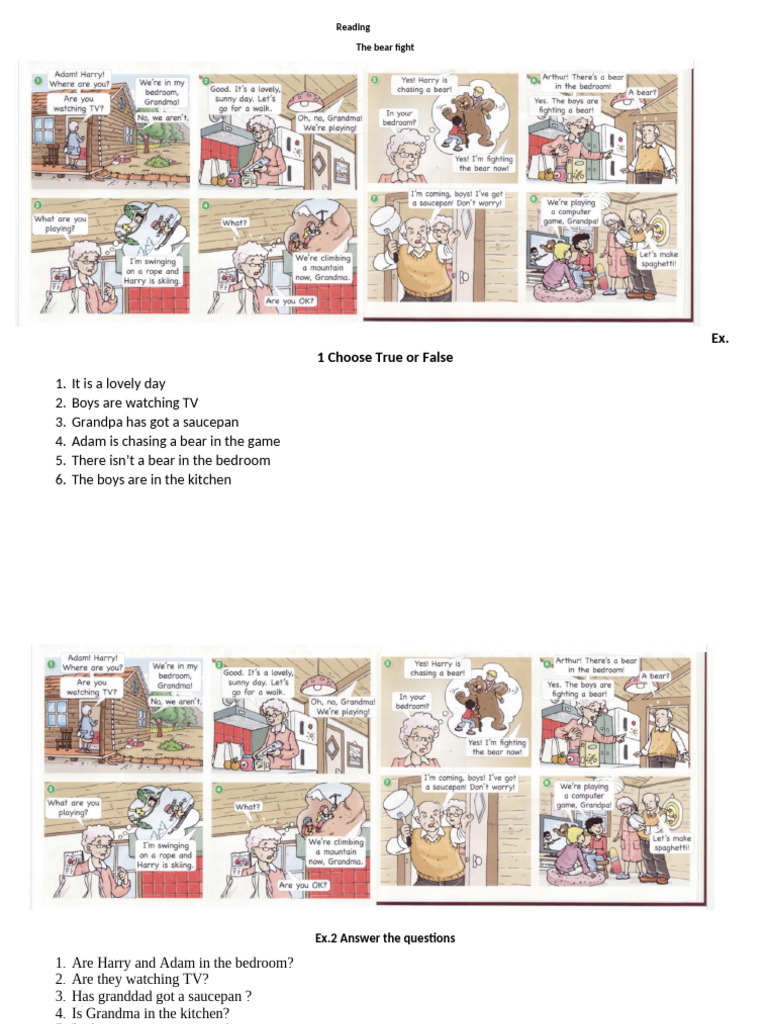 Bear Fight Reading Comprehension | PDF