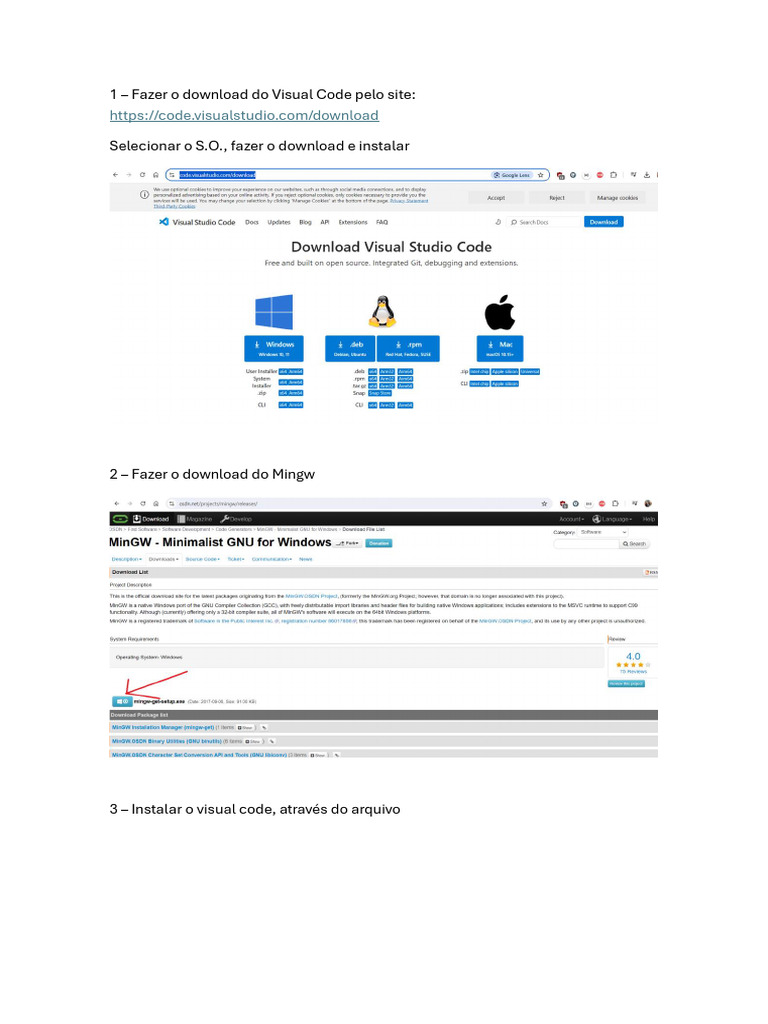 Manual Instalação vs Code | PDF