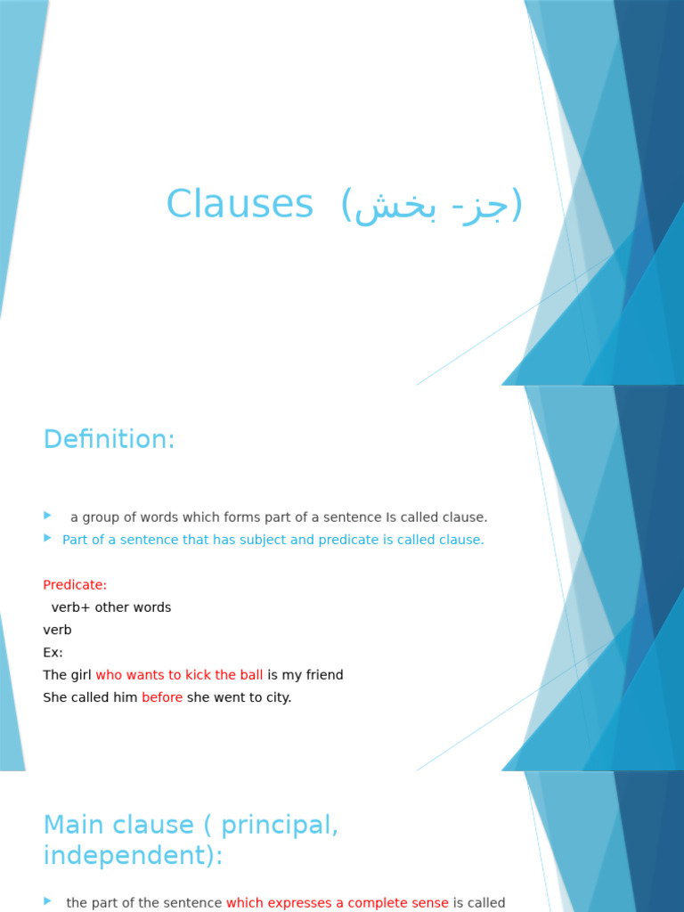 Clauses (جز- بخش) | PDF | Predicate (Grammar) | Clause