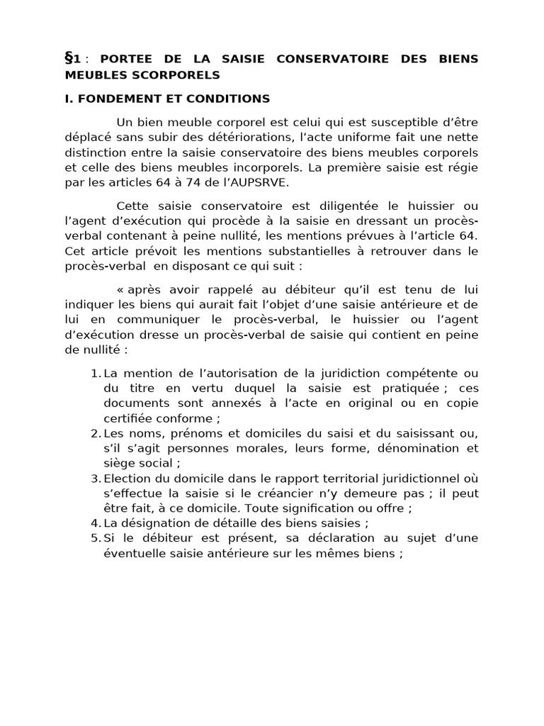 Saisie conservatoire des biens meubles | PDF | Débiteur | Dettes