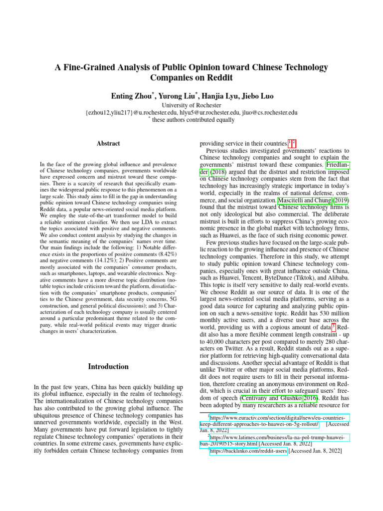 A Fine-Grained Analysis of Public Opinion Toward Chinese Technology ...