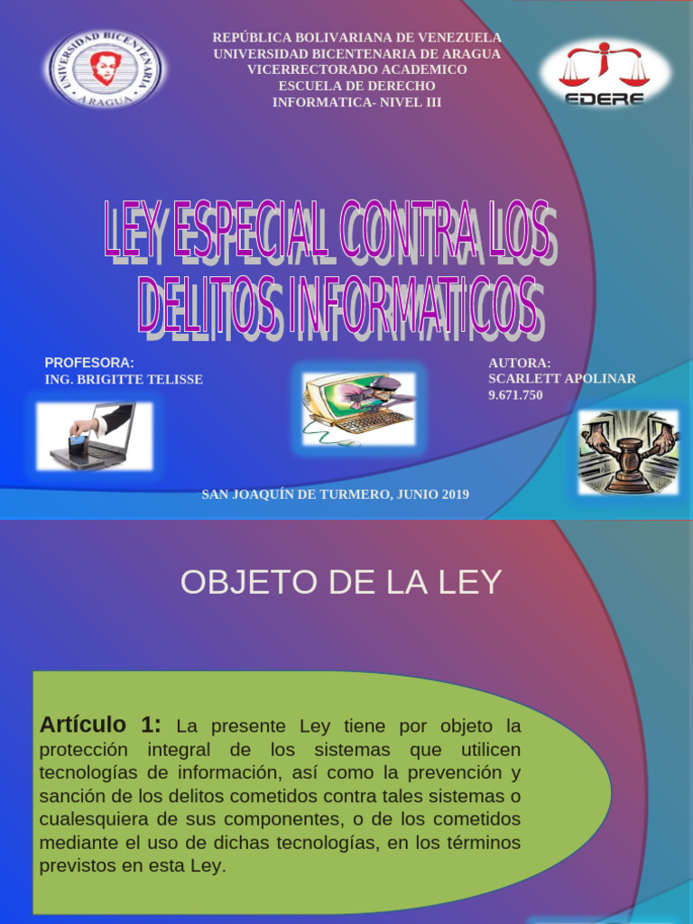 Presentacion de La Ley de Delitos Informaticos Scarlett | PDF ...