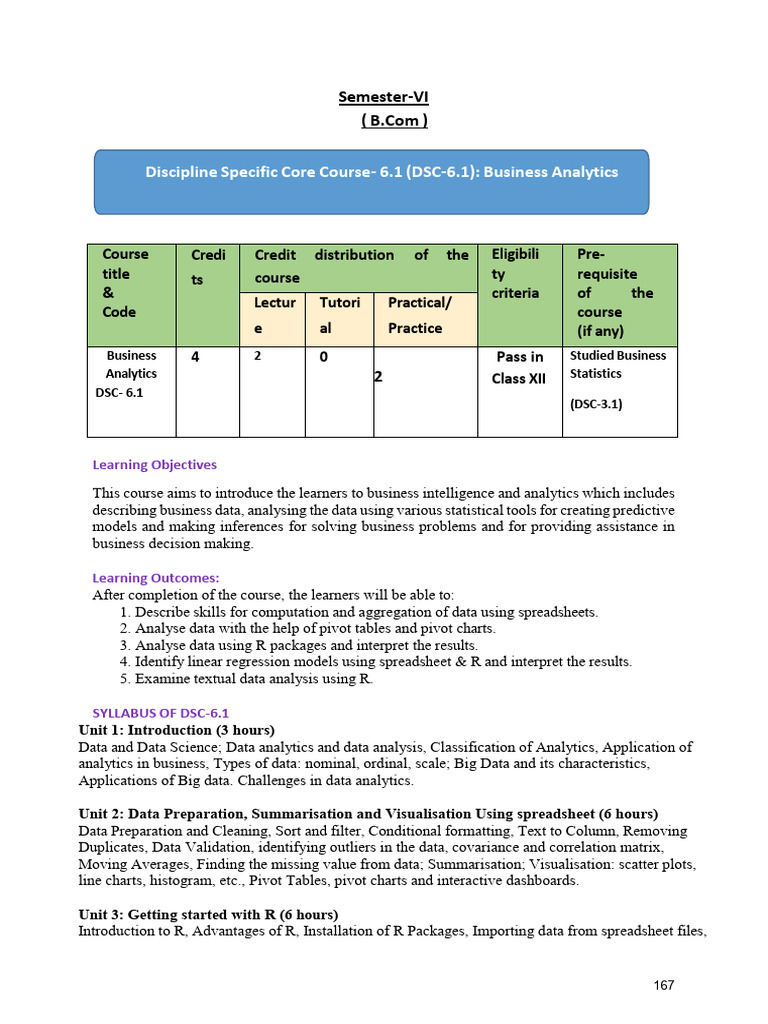 B.Com Semester 6 Syllabus Overview | PDF | Regression Analysis | Data ...