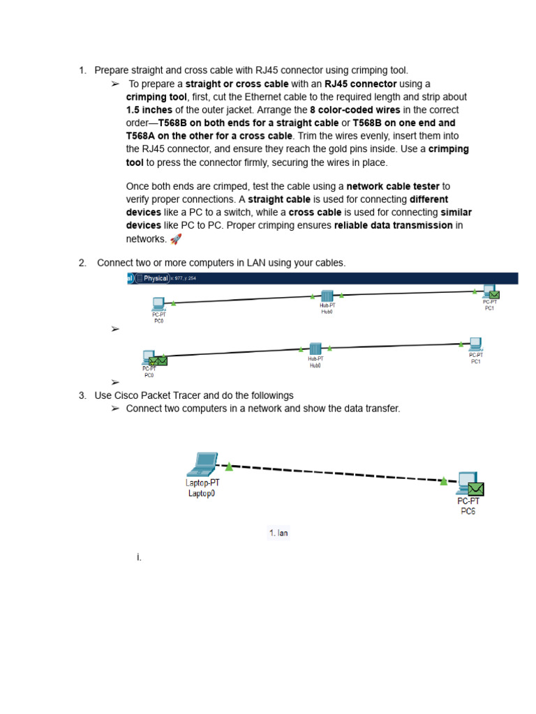 RJ45 Cable Crimping & LAN Setup Guide | PDF