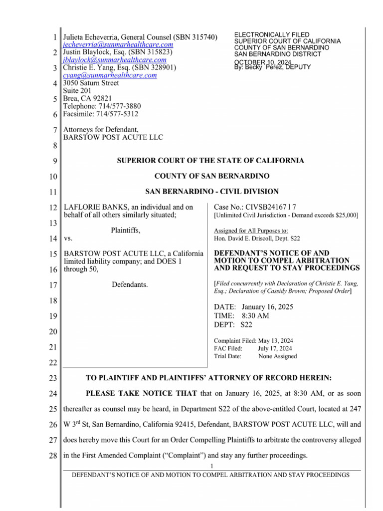 Motion to Compel Arbitration Notice | PDF | Arbitration | Civil Law ...